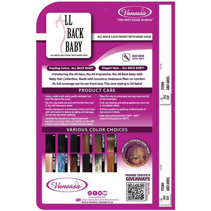 Vanessa All Back Baby HD Lace Front Wig - ABD ARIEL