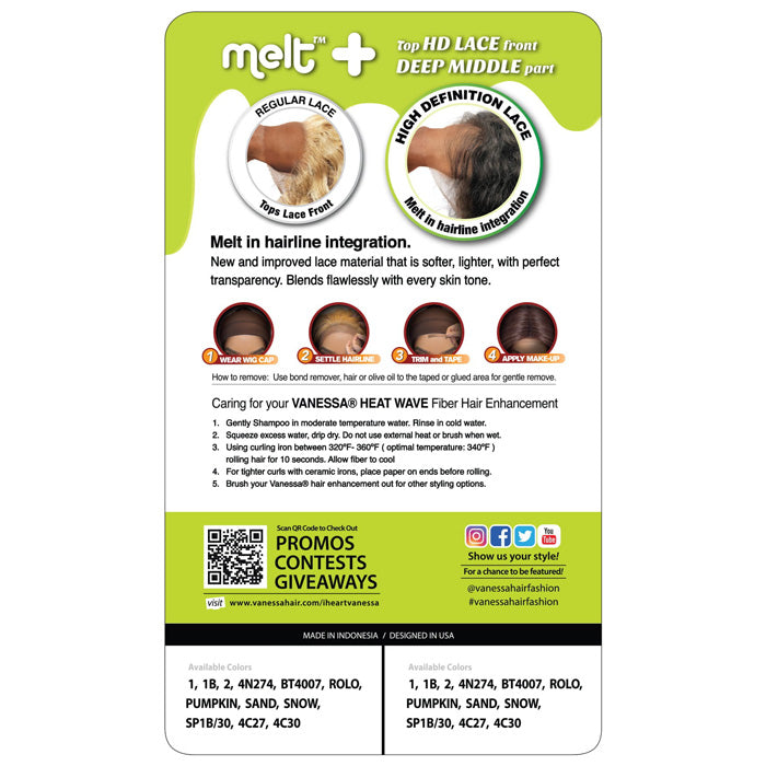 Vanessa Melt Deep Middle Part HD Lace Front Wig - ETSY