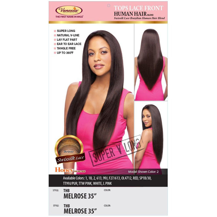 Vanessa Honey Brazilian Human Hair Blend Tops Lace Front Wig THB MELROSE 35