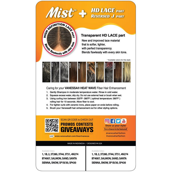 Vanessa Mist HD Reversed J-Part Lace Wig - UNEO