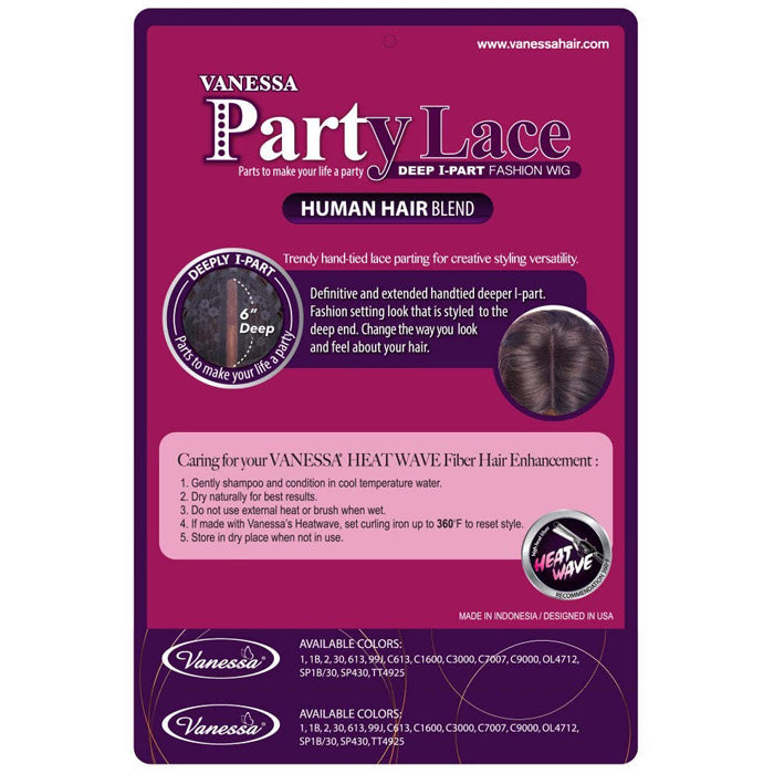 Vanessa Party Lace Deep I Part Human Hair Blend Wig DIHB SATIN
