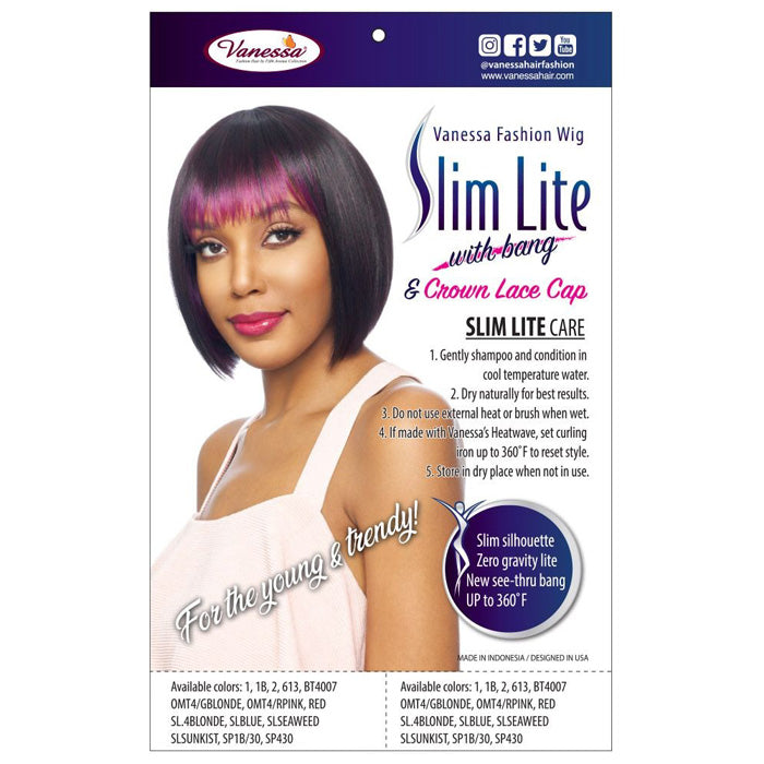 Vanessa Slim Lite with Bang Crown Lace Cap Wig - SLB FOUR