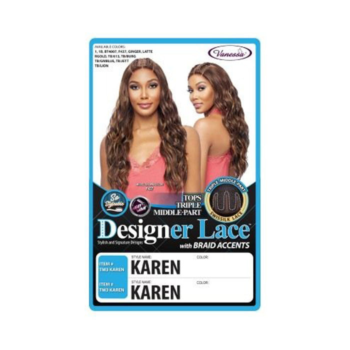 Vanessa Designer Lace Tops Triple Middle Part Swissilk Front Wig - TM3 KAREN
