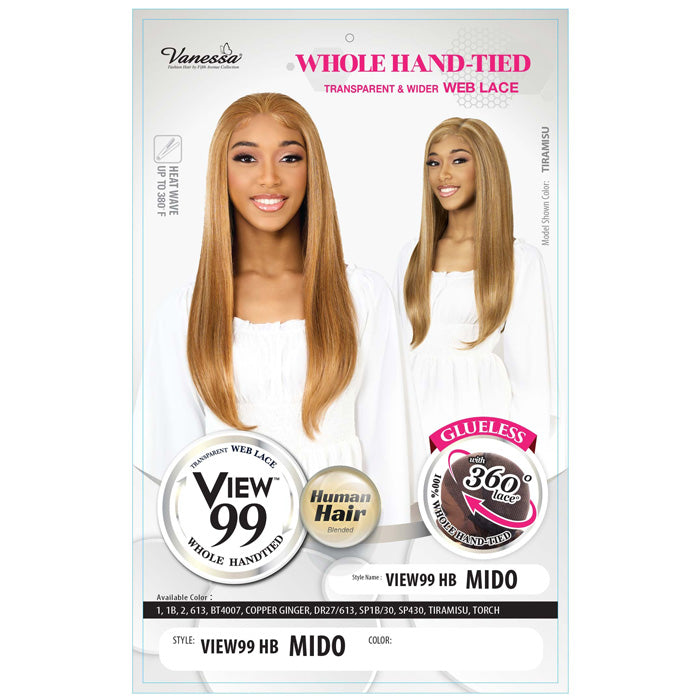 Vanessa View 99 Glueless Human Hair Blend Whole Hand-Tied 360 HD Lace Wig - VIEW99 HB MIDO