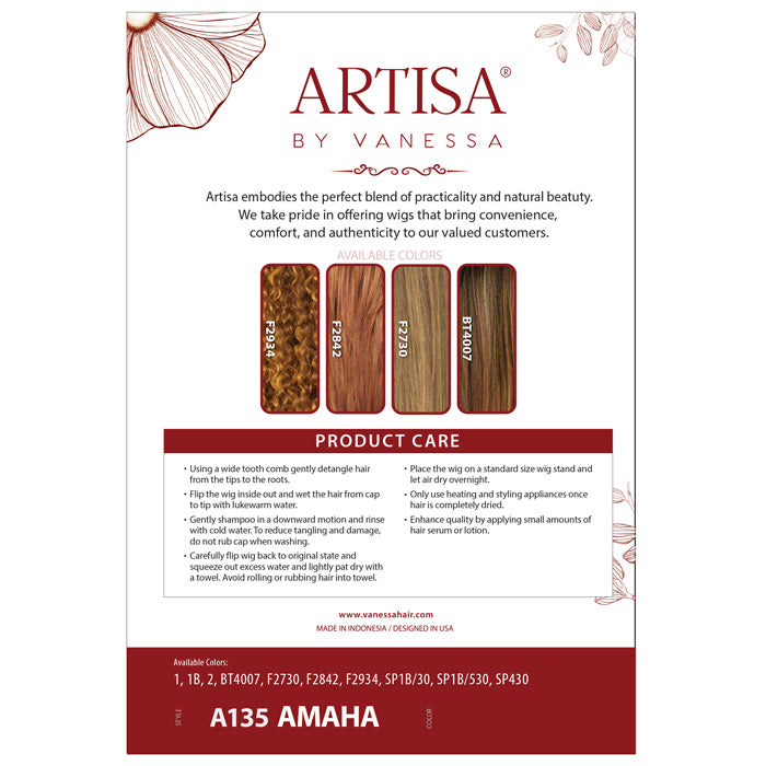 Vanessa Artisa Glueless 13x5 HD Lace Front Wig - A135 AMAHA