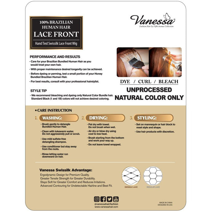 Vanessa Brazilian Human Hair Swiss Lace Front Wig - TMH AISHA