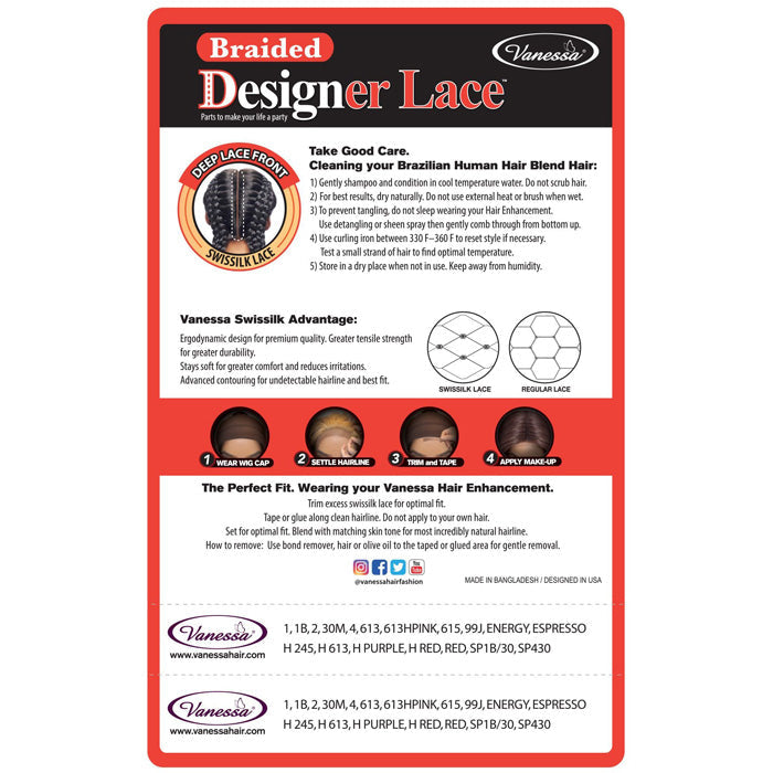 Vanessa Designer Lace Tops Braid Deep Lace Front Wig - TBD APACHE