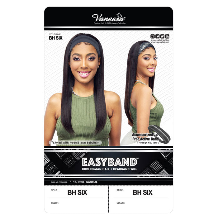 Vanessa 100% Human Hair Headband Wig - BH SIX