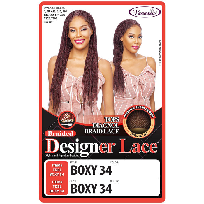 Vanessa Designer Lace Tops Diagonal Braid Swiss Lace Front Wig - BOXY 34