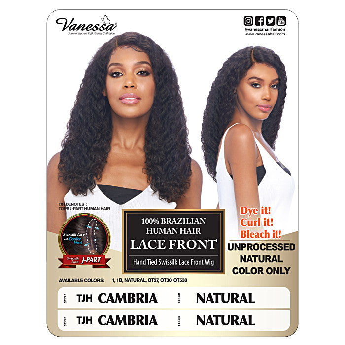 Vanessa 100% Brazilian Human Hair Swiss Lace Front Wig TJH CAMBRIA