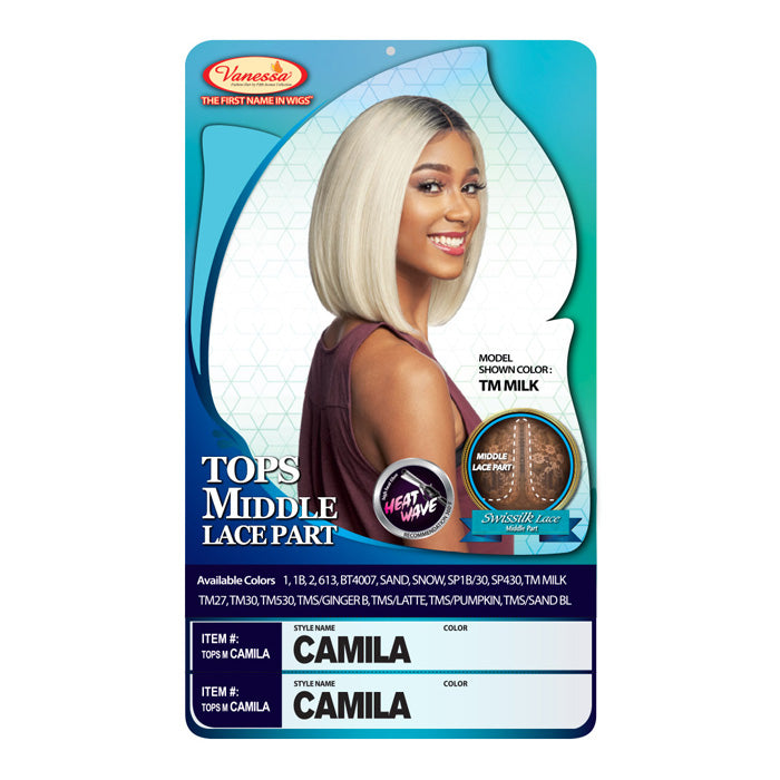 Vanessa Top Middle Lace Part Swissilk Lace Front Wig - CAMILA