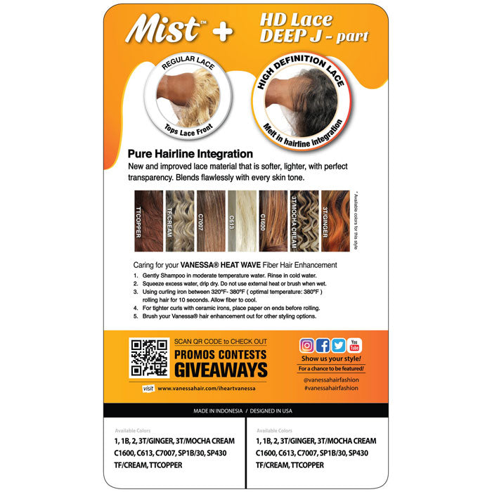 Vanessa Mist Top Deep J-Part HD Lace Wig - LIVI