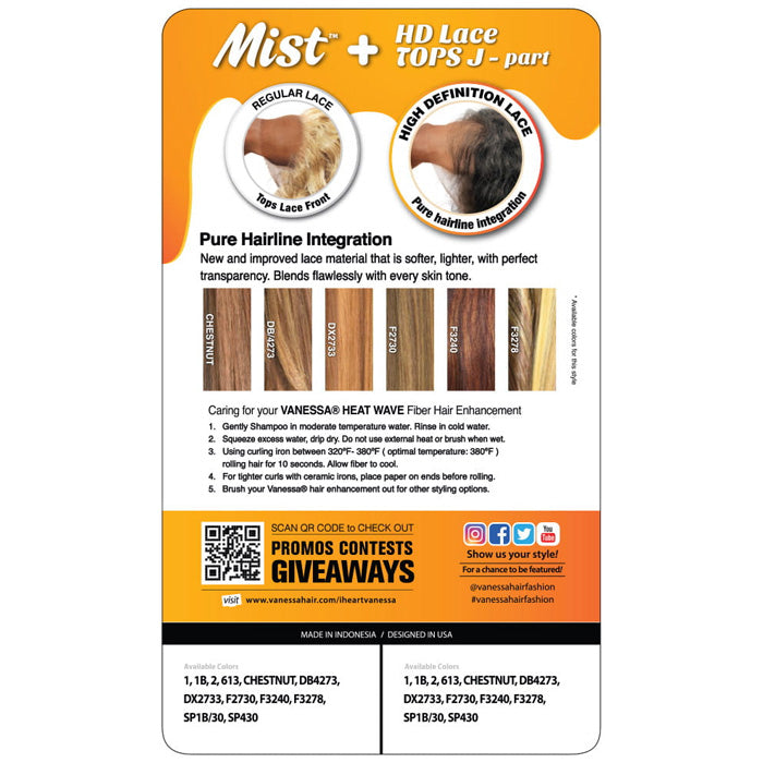 Vanessa Mist Deep J-Part HD Lace Front Wig - ELORAN