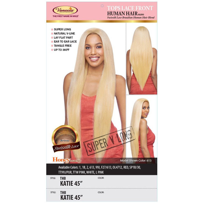 Vanessa Honey Brazilian Human Hair Blend Tops Lace Front Wig THB KATIE 45