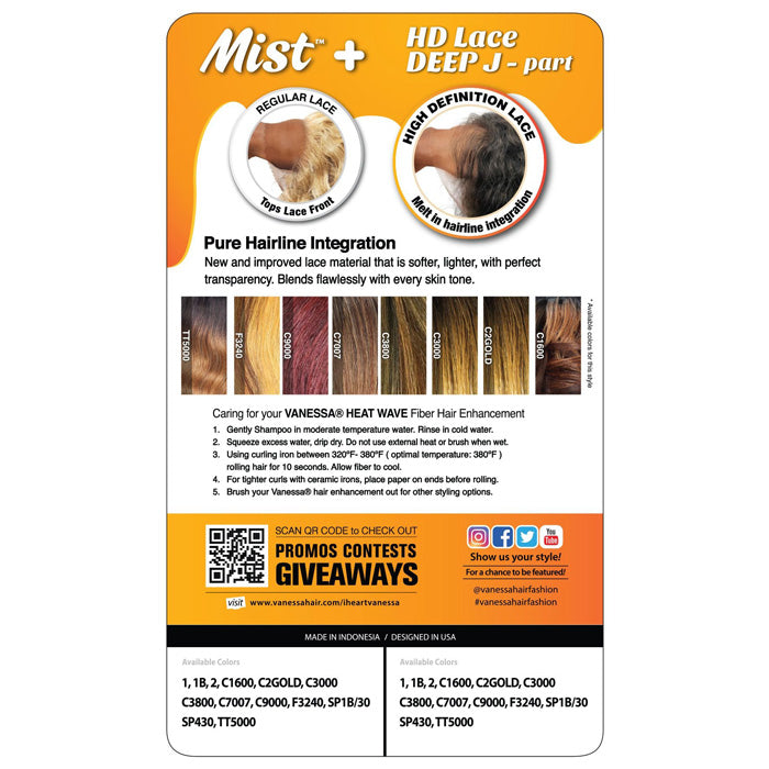 Vanessa Mist HD Lace J-Part Wig - BELLAGIO