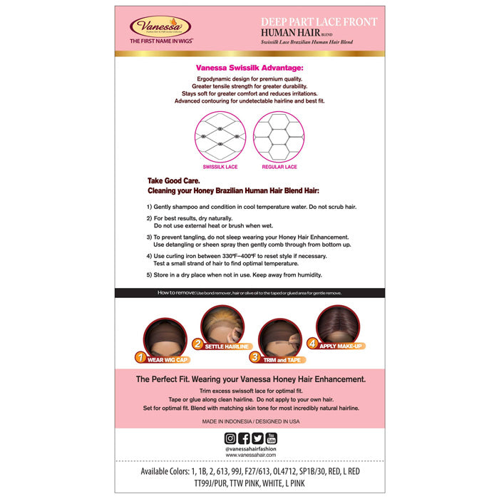 Vanessa Honey Brazilian Human Hair Blend Tops Lace Front Wig - THB MINAJY 45