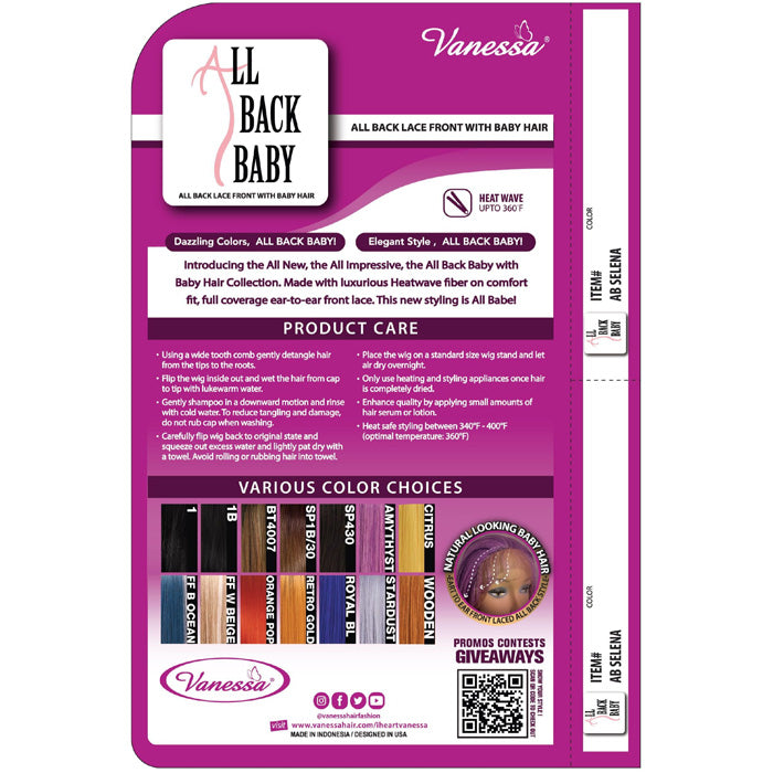 Vanessa All Back Baby Lace Front Wig - AB SELENA