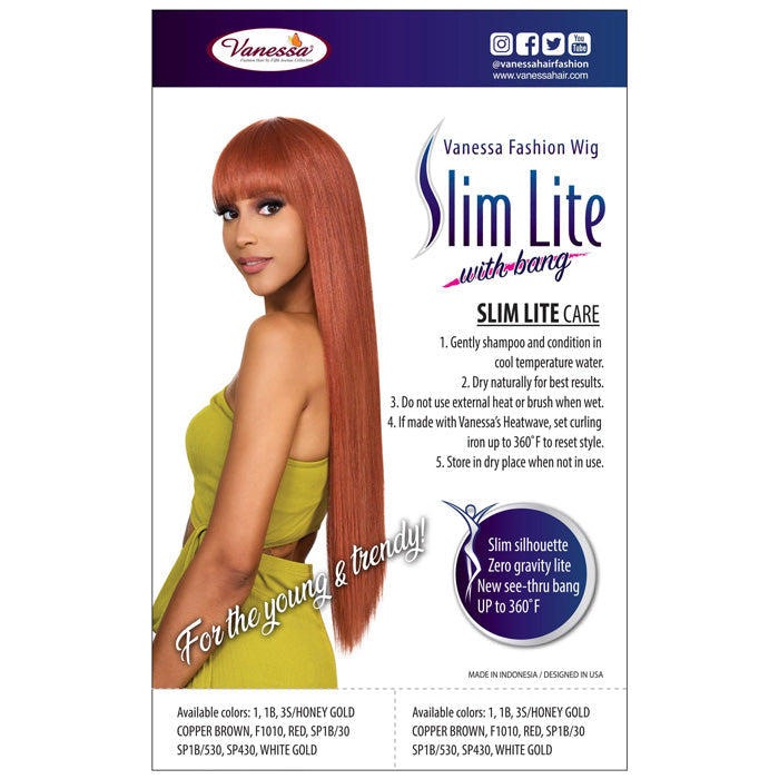 Vanessa Slim Lite with Bang Full Wig - SLB TEN