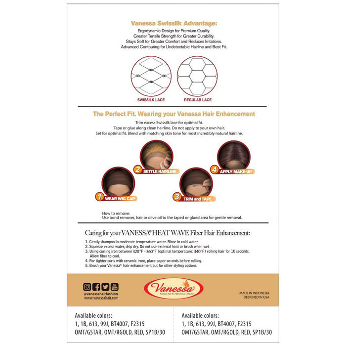 Vanessa Brazilian Human Hair Blend 360 Swissilk Lace Wig T360HB JENIE