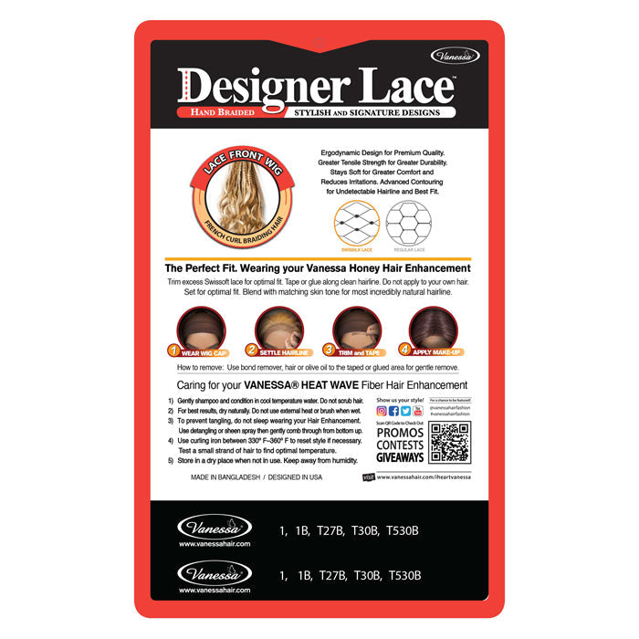 Vanessa Designer Lace French Curl Braided Lace Front Wig - TB FRENCH 24