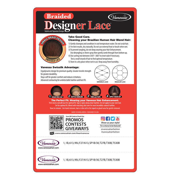 Vanessa Designer Lace Braided Swissilk Lace Front Wig - TB BOXY 14