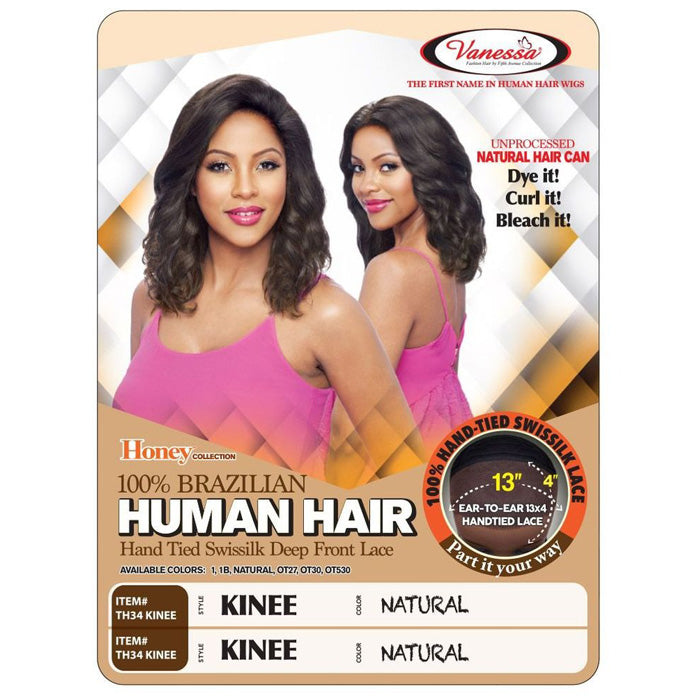 Vanessa Honey Brazilian Human Hair Swissilk Deep Lace Front Wig - TH34 KINEE