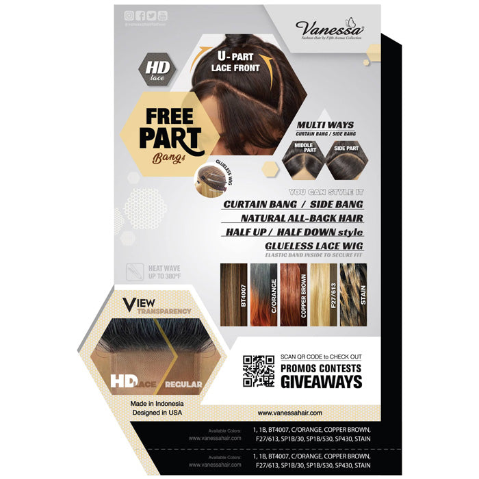 Vanessa View Glueless U-Part HD Lace Front Wig - VIEW U-BANG STR