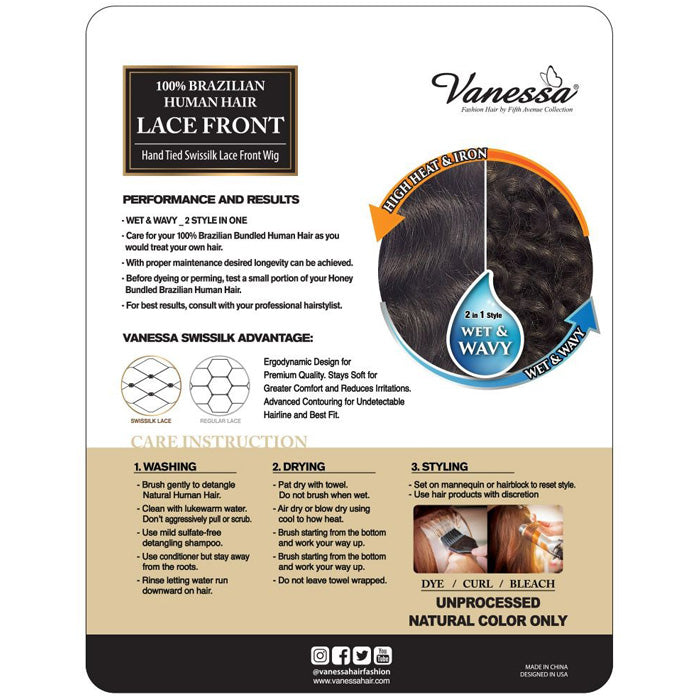 Vanessa 100% Brazilian Human Hair Swissilk Lace Front Wig TWJH WAMEE