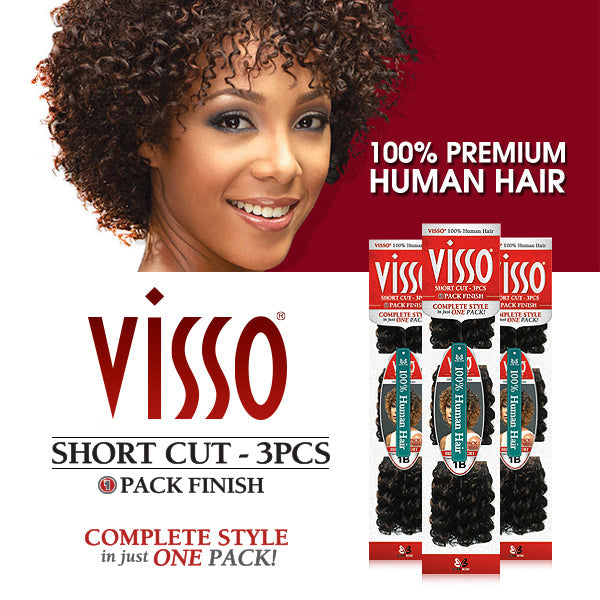 Bobbi Boss Visso 100% Human Hair Weave DISCO SHORT 3 Pcs (1 Pack Finish)