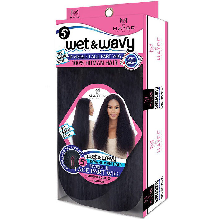 Mayde Beauty 100% Human Hair 5" Lace and Lace Front Wig - BOHEMIAN CURL 30 (WET & WAVY)