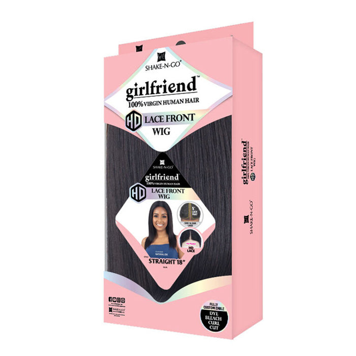 Shake-N-Go 100% Virgin Human hair HD Lace Front Wig GIRLFRIEND STRAIGHT 18"