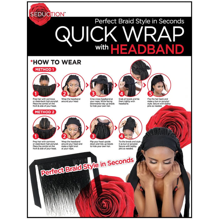 Seduction Quick Wrap with Headband Wig - BOX BRAID with CURLY ENDS 30", 36"