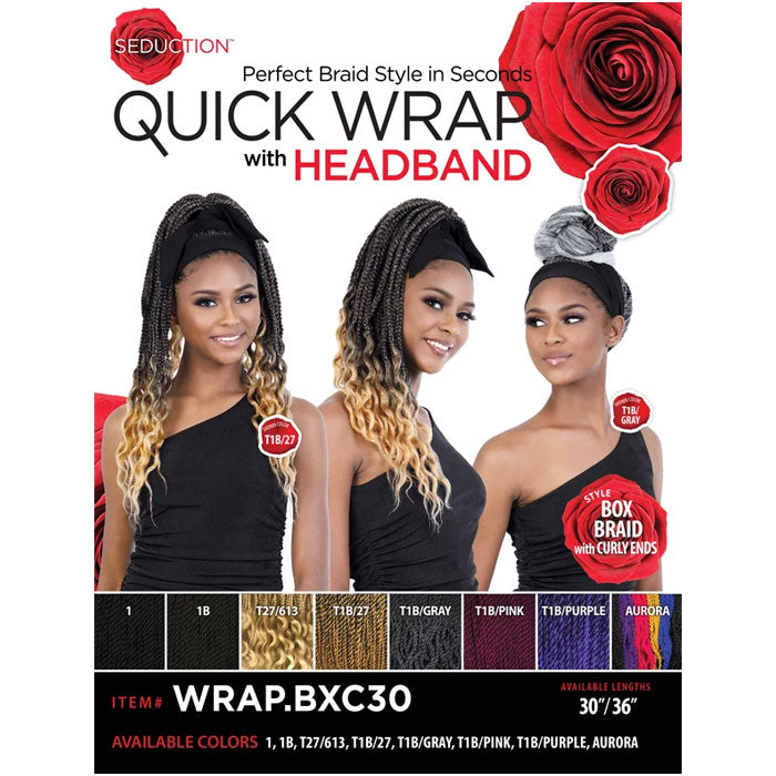 Seduction Quick Wrap with Headband Wig - BOX BRAID with CURLY ENDS 30", 36"