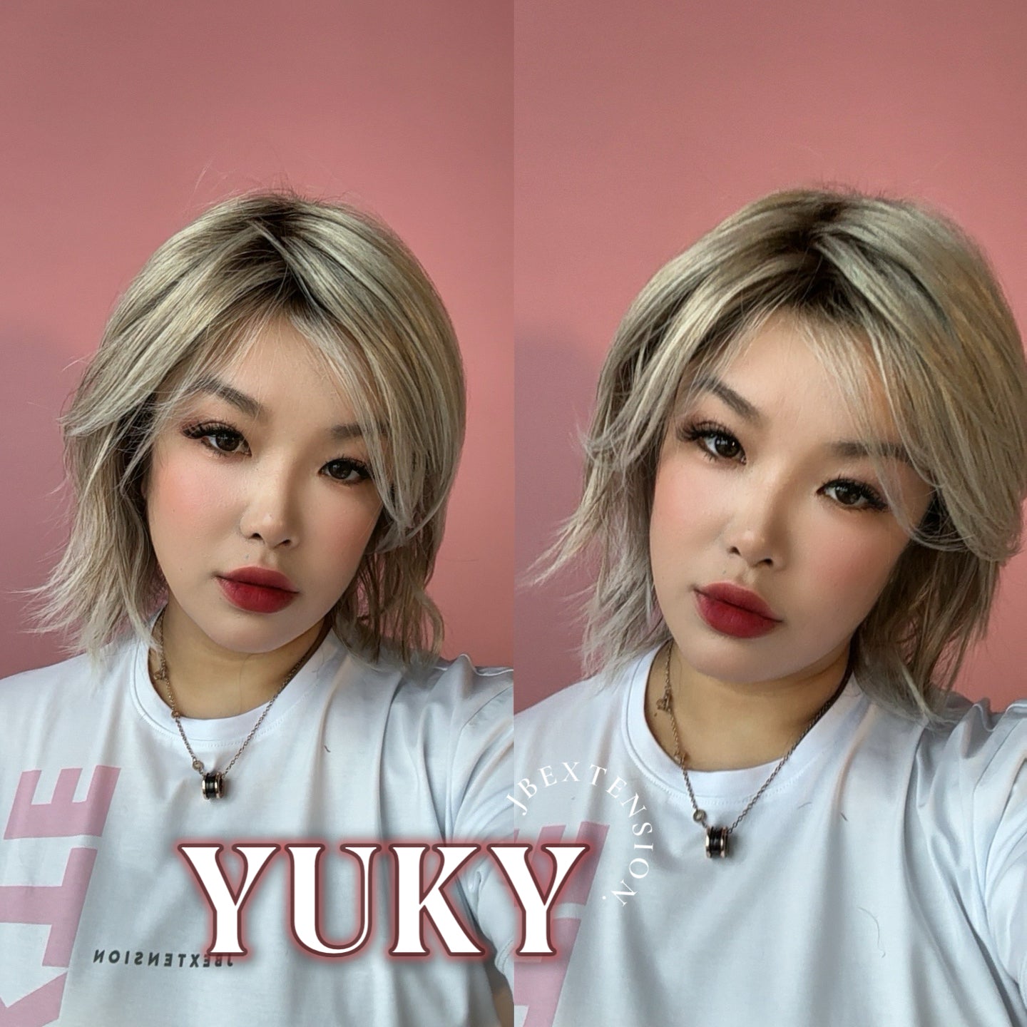 JBEXTENSION 14 Inches Ash Blonde White Wig Women Fashion Full Machine Wig YUKY【PLUS PERMATEASE】【BENDY EAR TABS】
